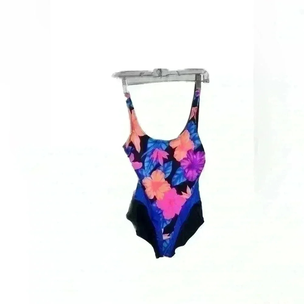 Vintage LE COVE swimsuit size 12 floral pattern